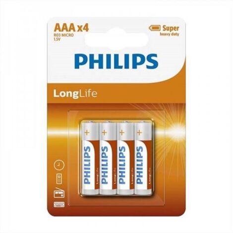 Piles AAA longue durée Philips R03 (lot de 4) (1/5)