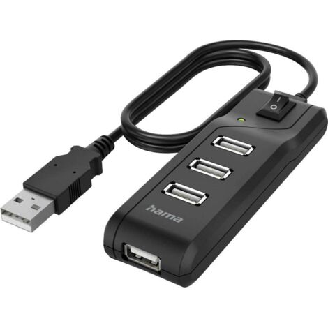 Hub USB Hama à 4 ports USB 2.0 480 Mbit/s avec interrupteur marche/arrêt (1/4)