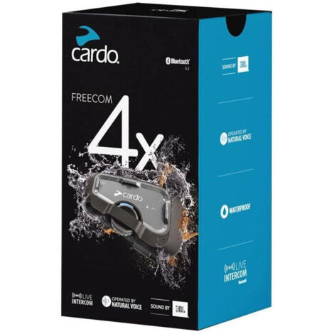 Interphone moto Cardo FRC4X003, 4 canaux, portée 1200 m, noir (1/4)