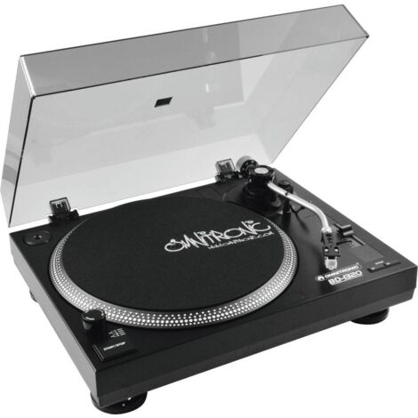 Platine vinyle avec système anti-patinage – Réglage de vitesse ±10% – Pieds amortisseurs pour fluidité optimale – Acrylique fin – Omnitronic