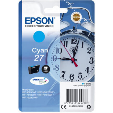 Epson Alarm clock C13T27024012 cartouche d'encre 1 pièce(s) Original Rendement standard Cyan (1/3)