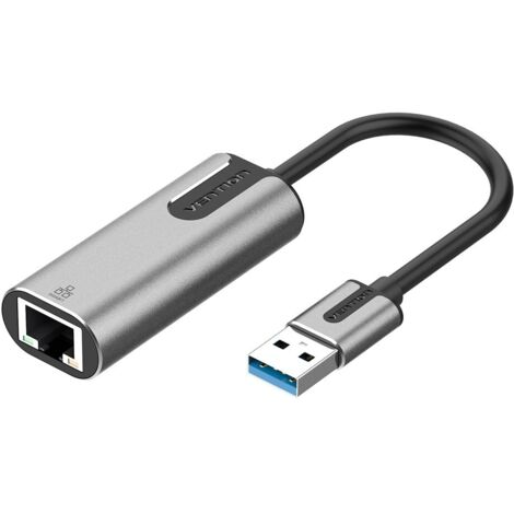 Adaptateur Vention USB 3.0-A vers Gigabit Ethernet, gris, 0,15 m, en alliage d'aluminium. (1/3)