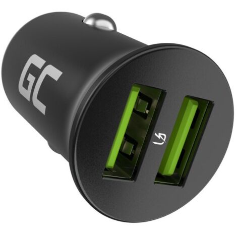 Green Cell GC CADM-GC-36AA - Chargeur USB 36 W, 2 ports USB-A, noir. Compatible avec lampe torche, GPS, casque audio, téléphone portable, navigateur, enceinte portable, batterie externe, smartphone, m (1/5)