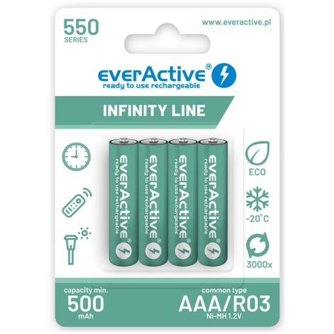Piles rechargeables everActive Ni-MH R03 AAA 550 mAh Infinity Line (1/2)