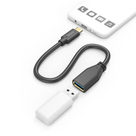 Câble adaptateur USB Hama OTG, connecteur USB-C - USB-A, 15 cm, noir (1/3)
