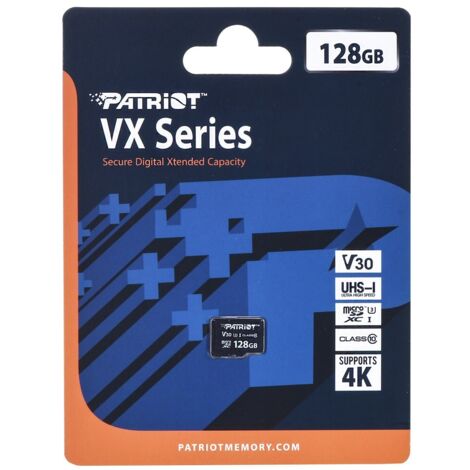Carte microSDXC Patriot VX 128 Go 90/80 Mo/s V30 U3 UHS-I (1/2)