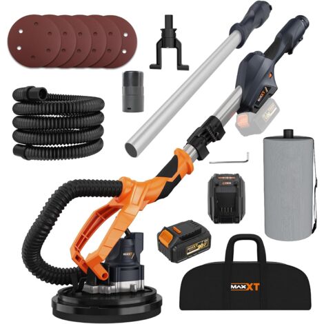 MAXXT Ponceuse à cloisons sèches avec aspirateur, électrique sans balais, 7 télescopes pliables, vitesse variable, pour plafonds en pop-corn, 20V Max 4.0 Ah avec chargeur (1/5)