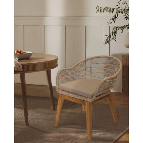 Maelie - Chaise en teck massif et corde beige (1/5)