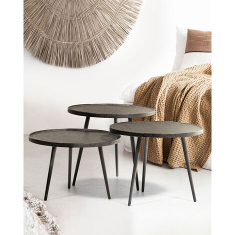 Soccoro - Table basse ronde gigogne en métal noir (1/5)