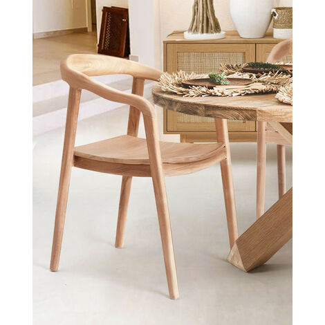 Lot de 2 chaises en teck massif Charline – Chaise d'appoint pour salle à manger – Conception artisanale élégante (1/5)
