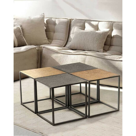 Domino - Table basse carrée en métal bicolore noir et doré (1/5)