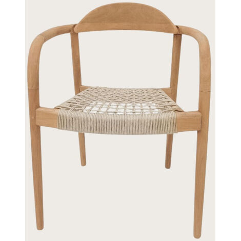 Salon de jardin détente en bois d'acacia et corde tressée (2 fauteuils, 1 petite table ø36 cm