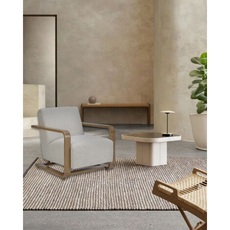 Rima - Fauteuil en bois massif chêne et en lin (1/5)