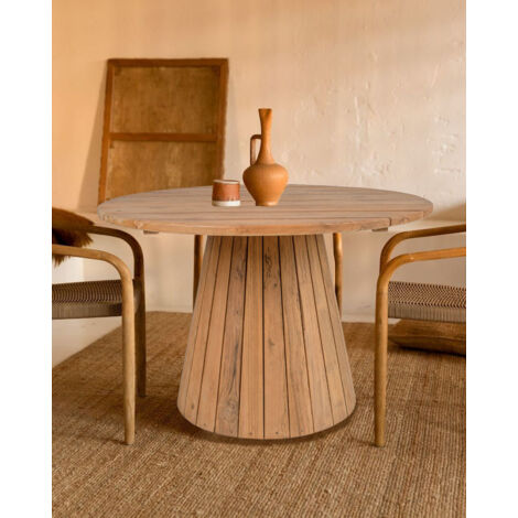 Capelle - Table de jardin ronde en teck recycle (1/5)
