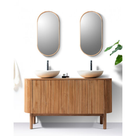 Orma - Meuble salle de bain en bois de teck 2 portes (1/4)