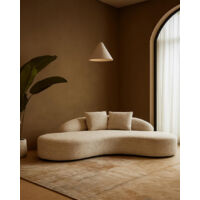 Canapé arrondi 3 places en tissu beige – Design sculptural pour salon contemporain – Assise moelleuse et ergonomique – Dossier arrondi