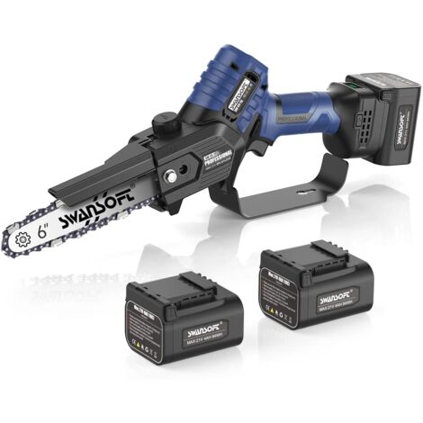 SWANSOFT 6 pouces 600 W / 21 V / 4000 mAh2, tronçonneuse électrique professionnelle avec lubrification automatique, scie d'élagage sans fil pour couper du bois dans les vergers et les vignobles - Modè (1/5)
