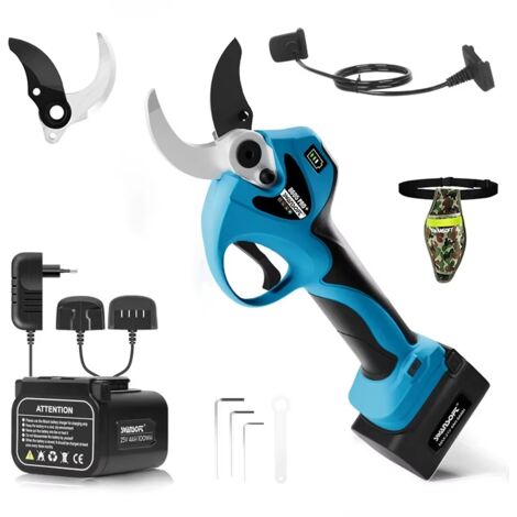 SWANSOFT Sécateur électrique 40 mm à coupe progressive avec batterie 4AH+4AH pour l'élagage des branches dans les vergers et les jardins 8605PRO