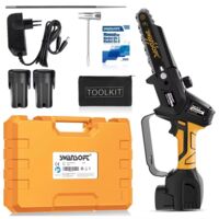 SWANSOFT Mini tronçonneuse sans fil 6 pouces 500 W avec deux batteries Outil de jardinage Tronçonneuse professionnelle CS-1S