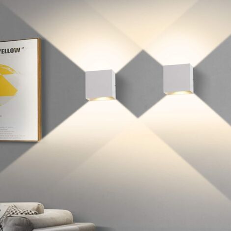 2 pièces Applique Murale Intérieur, Applique Murale Chambre 6W 3000K, LED Applique Murale Carrée, Applique Blanche Utilisée Dans le Salon,la salle de Bain, la Cuisine, la salle à Manger [Classe énergé