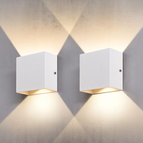 2 pièces Applique Murale Intérieur, Applique Murale Chambre 6W 3000K, LED Applique Murale Carrée, Applique Blanche Utilisée Dans le Salon,la salle de Bain, la Cuisine, la salle à Manger [Classe énergé