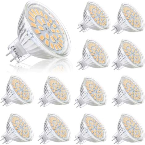 Ampoules LED MR16 12V, 5W Equivalent à 50W Halogène, Blanc , Ampoule de Projecteur, Angle de Faisceau 120 °, lot de 12