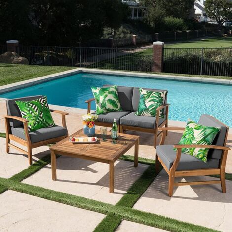 Extérieur Housse de Coussin, Lot de 4 Imperméable Plante Tropicale Verte Motif Canapé Taie d'oreiller pour Patio Jardin Salon Chambre Décoration, 45x45cm -Plantes Tropicales 01