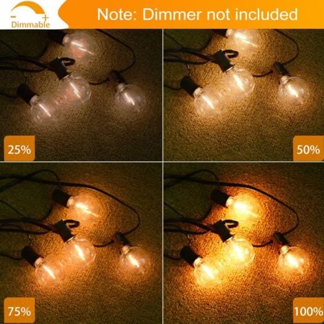 Guirlande Guinguette Extérieure, 30M LED Guirlande Avec 50+2 Guirlande Ampoule Incassables, IP44 étanche Guirlande Guinguette LED pour Terrasse, Jardin, Mariage, Fête