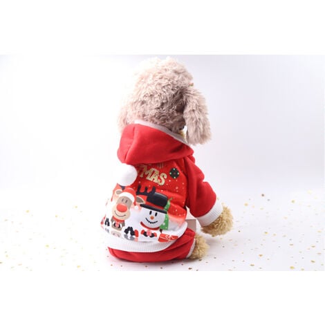 Sweat à Capuche Chien Chat Manteau d'automne d'hiver Chaud pour Animaux de Compagnie de Noël Vêtements de Chien de Coton avec Bouton De Plein air Combinaison de Chien pour Petits Chiens - L