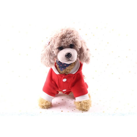 Sweat à Capuche Chien Chat Manteau d'automne d'hiver Chaud pour Animaux de Compagnie de Noël Vêtements de Chien de Coton avec Bouton De Plein air Combinaison de Chien pour Petits Chiens - L