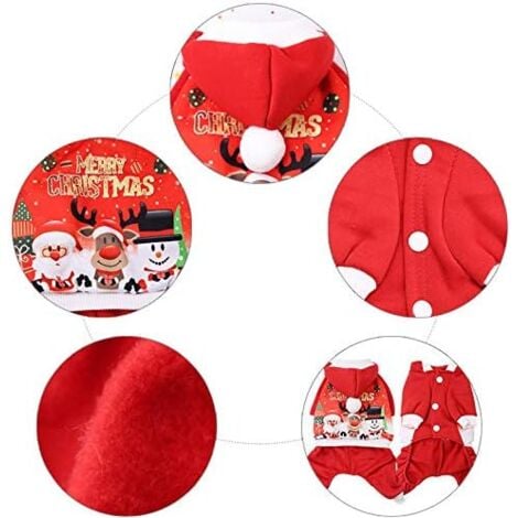 Sweat à Capuche Chien Chat Manteau d'automne d'hiver Chaud pour Animaux de Compagnie de Noël Vêtements de Chien de Coton avec Bouton De Plein air Combinaison de Chien pour Petits Chiens - L