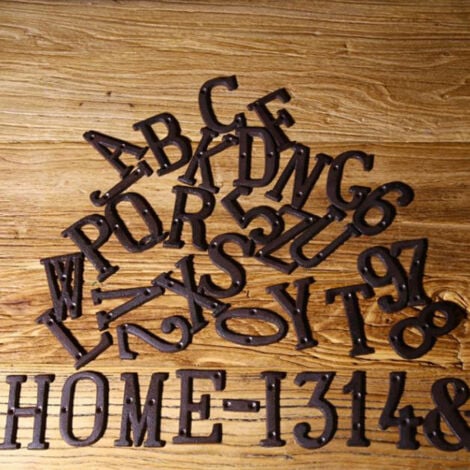 Lettres en métal 3D AZ Style rétro Numéro de maison en fonte DIY Café Jardin Décoration murale Adresse créative Numéro de maison (Taille : L)