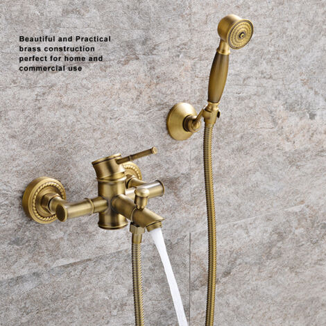 Salle de Bain 6 Accessoires Laiton Vintage Céramique Porte Serviette