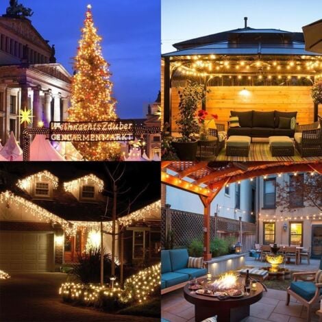 Guirlande solaire Jardin,6.5 m 30 boules de cristal étanche Guirlande lumineuse LED, 8 modes d'extérieur Starry lumières Guirlande lumineuse solaire,jardin, fête, festival - Blanc chaud,AAFGVC