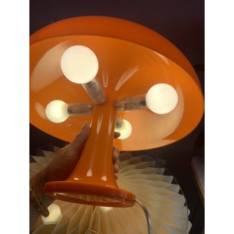 Lampe de table champignon Lampe de table en polycarbonate，4 sources lumineuses LED gratuites,Orange,AAFGVC
