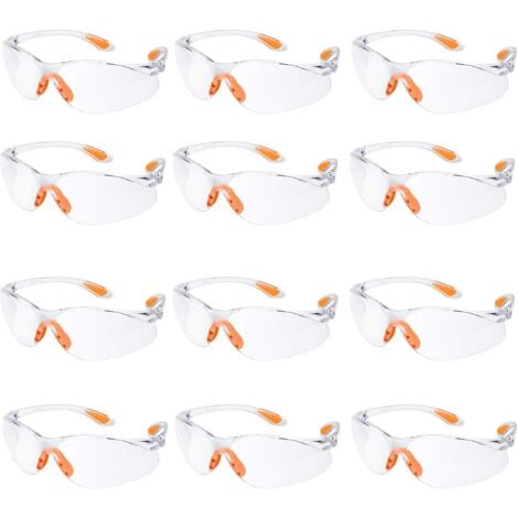 Lot de 12 Lunette de Sécurité Lunettes de Protection Travail avec Lentilles Transparentes Anti-Buée Lunette Protection pour Jardin Laboratoire Chimie,AAFGVC