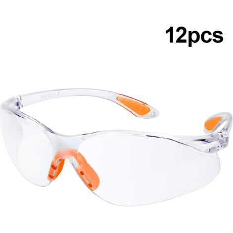 Lot de 12 Lunette de Sécurité Lunettes de Protection Travail avec Lentilles Transparentes Anti-Buée Lunette Protection pour Jardin Laboratoire Chimie,AAFGVC