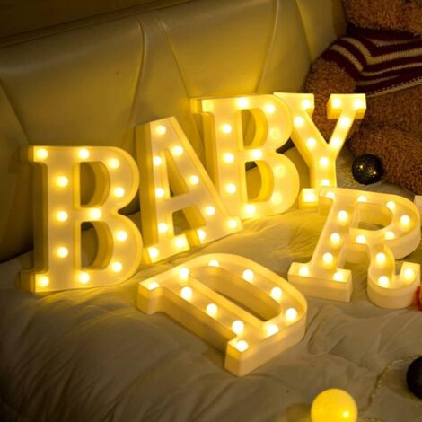 Lettres de l’alphabet à LED avec lumière blanche chaude pour décoration d’intérieur, fête, bar, mariage ou festival（A）,AAFGVC