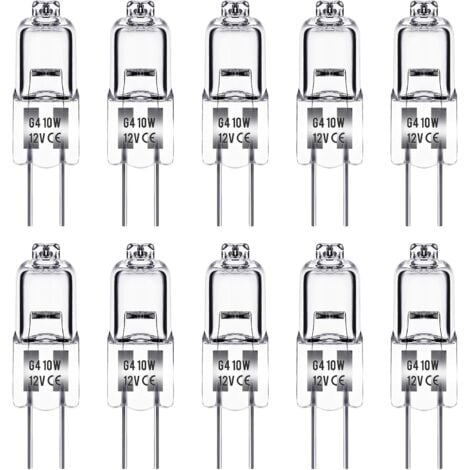 Ampoule Halogene G4,  Ampoule G4 12V 10W, blanc chaud 3000K, 150LM, Intensité Variable, LampeHalogene G4, Lampe à Capsule Transparente, paquet de 10
