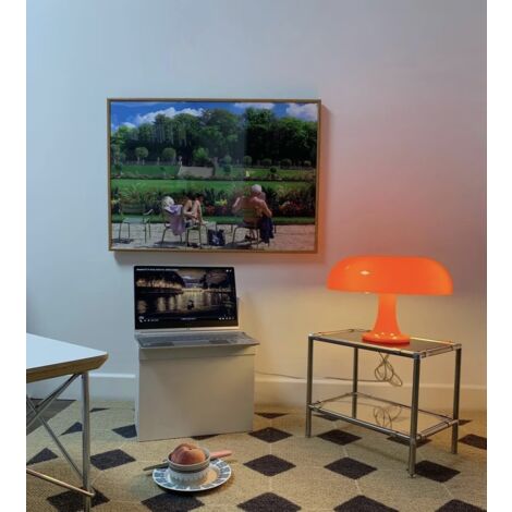 Lampe de table champignon Lampe de table en polycarbonate，4 sources lumineuses LED gratuites,Orange