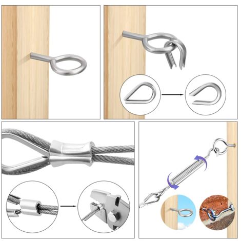 Corde en Acier Inoxydable à Suspendre Kit,50M Cable Métallique,kit Palissage Plantes Grimpantes,Câble Métallique Pour Garde Corps Escalier - 5