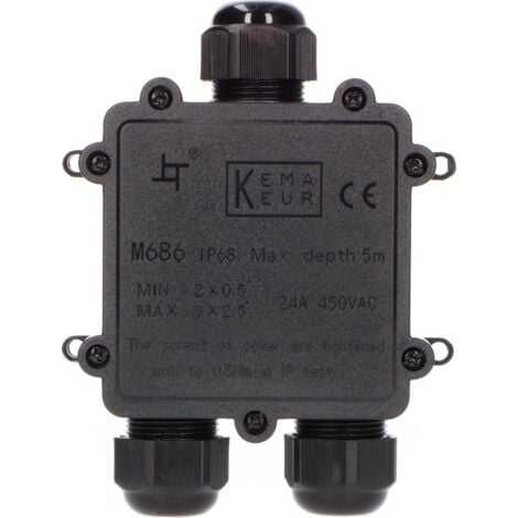 Boîte de jonction, boîte de jonction électrique extérieure à 3 voies IP68 étanche + bornes à levier automatique pour des connexions de boîte de jonction étanches et sécurisées
