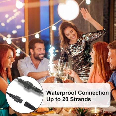 Guirlande lumineuse, 15M Guinguette Guirlande Lumineuse Extérieures, LED Guirlande Lumière Exterieur avec 26 Ampoules E12 G40 en Plastique en Plein Air, IP45 Étanche Guirlande Guinguette pour Jardin C