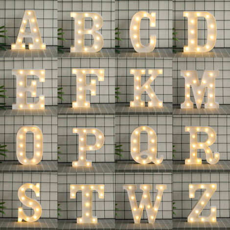 Lettres de l’alphabet à LED avec lumière blanche chaude pour décoration d’intérieur, fête, bar, mariage ou festival（M）,AAFGVC