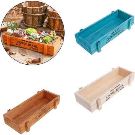 Pot de Fleur Extérieur Bois, Bac à Fleurs Rectangulaire Jardinieres Exterieur Balcon, Pot Plante Interieur& Extérieur (3 PCS),AAFGVC