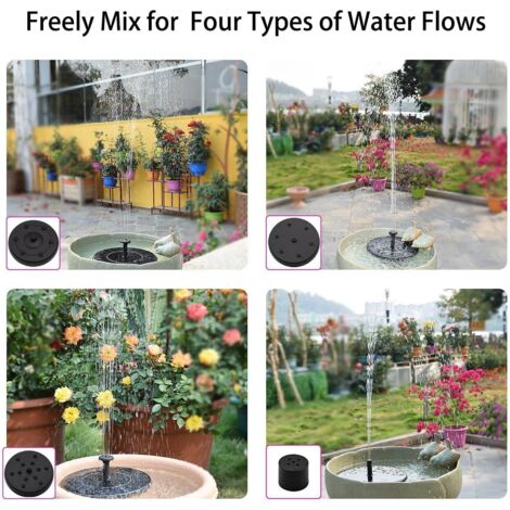 Fontaine de jardin, Fontaine Solaire avec Batterie, 1.5W Fontaine Extérieur de Jardin, Fontaine a Eau, Deco Jardin, Mini Pompe a Eau, Pompe Solaire avec Batterie, Pompe a Bassin Exterieur, Kit Fontain
