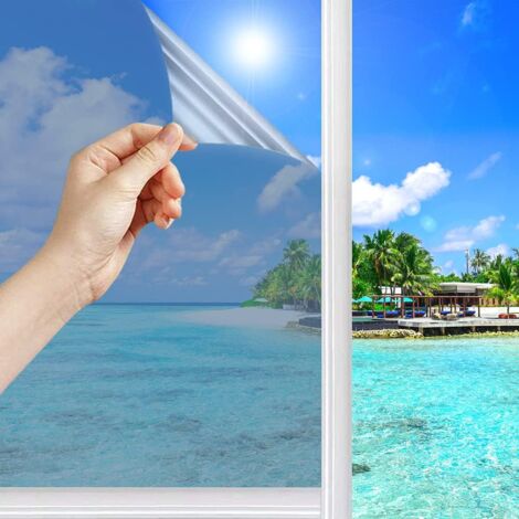 Adhésif pour vitre，Film Miroir Fenêtre sans Tain Anti UV Anti Chaleur Anti-Regard Contrôle de la Température Protection de la Vie Privée Film Adhésif Réfléchissant pour Fenêtre Maison Bureau Magasin(4