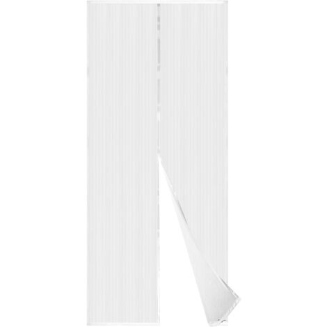 Moustiquaire Magnétique Pour Porte, Maille Ultra Fine, Aimants Puissants, Kit d'Installation Complet, Bande Adhésive et Auto-Agrippante Incluse - 80x210cm, Blanc