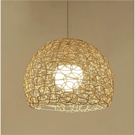 Plafonnier en rotin Suspension sphérique tissée à la main Plafonnier creux en rotin indonésien de style rural lustre de style rural pour bar, café, loft, restaurant, salon, chambre à coucher