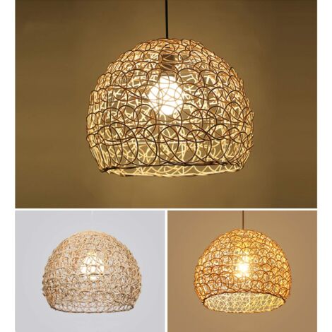 Plafonnier en rotin Suspension sphérique tissée à la main Plafonnier creux en rotin indonésien de style rural lustre de style rural pour bar, café, loft, restaurant, salon, chambre à coucher